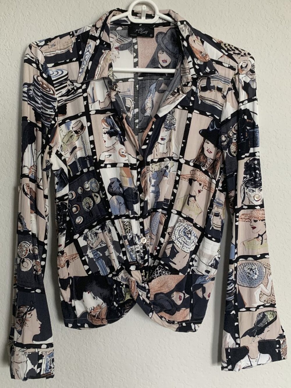 Milk And Honey Graphic Button Up Blouse